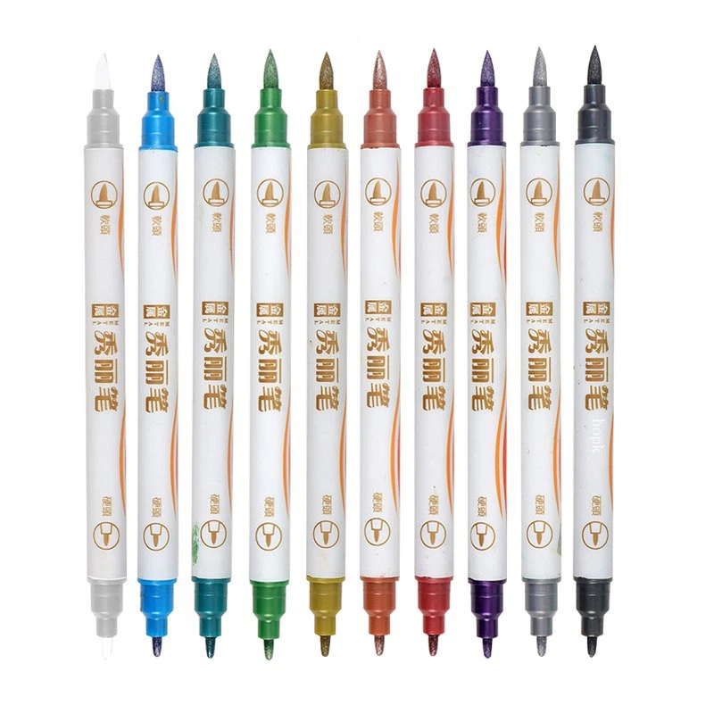 Dual Tip 10 Renk Metalik Kalemler