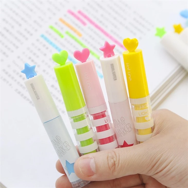 4 Pcs Candy Color Star Heart Highlighter