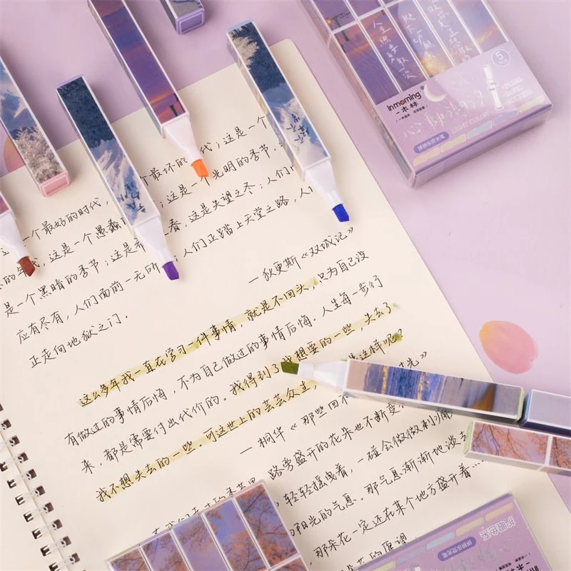 5li Set Özel Baskı Fosforlu Kalem