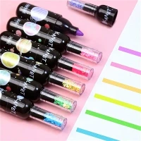 6 adet Sevimli Gezegen Şarap Şişesi Mini Fosforlu Kalem