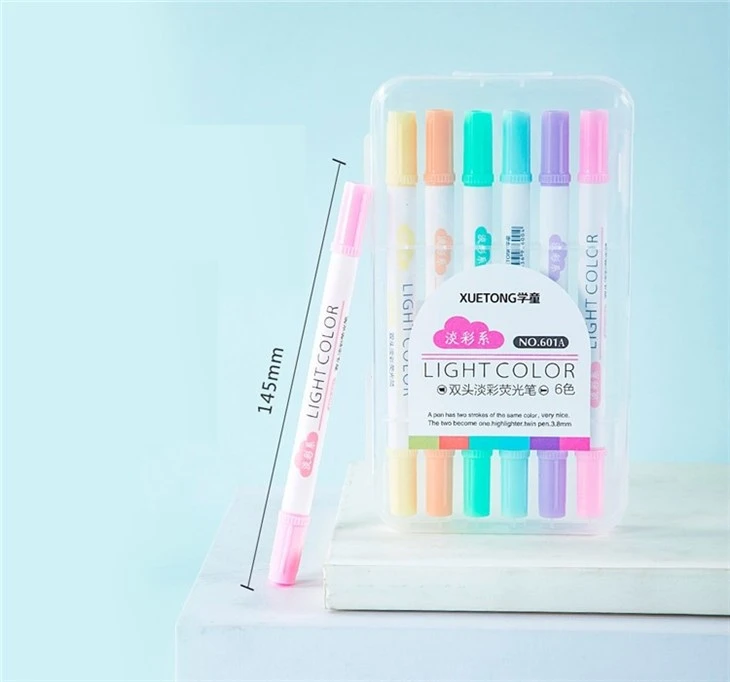 6pcs Dual-tip Pastel Colors Highlighters